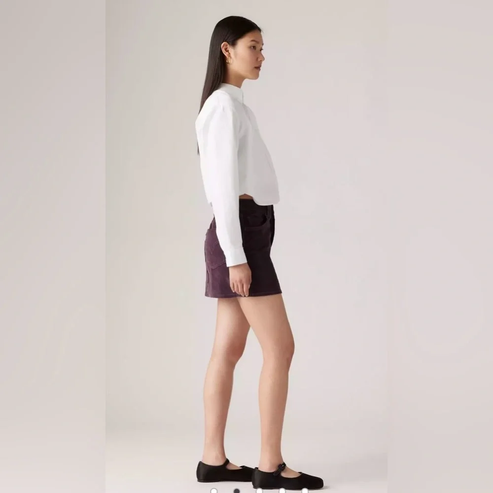 Levi’s Plum Color Mid Rise Corduroy Icon Skirt - Size 24 - NWT - Picture 2 of 7
